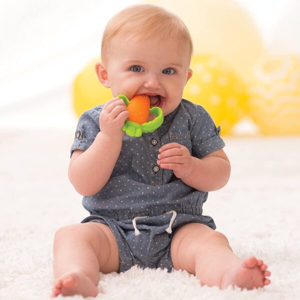 Infantino Lil' Nibble Teethers Carrot - Silicone Soft-Textured teether for Sensory Exploration and Teething Relief, with Easy to Hold Handles - Image 2