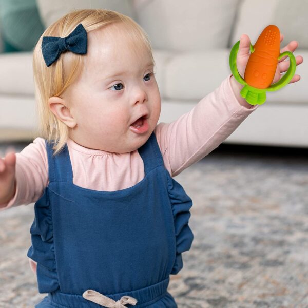 Infantino Lil' Nibble Teethers Carrot - Silicone Soft-Textured teether for Sensory Exploration and Teething Relief, with Easy to Hold Handles - Image 3