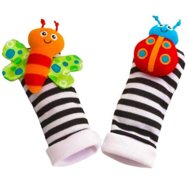 Blige SMTF Cute Animal Soft Baby Socks Toys Wrist Rattles and Foot Finders for Fun Butterflies and Lady bugs Set 4 pcs - Image 3