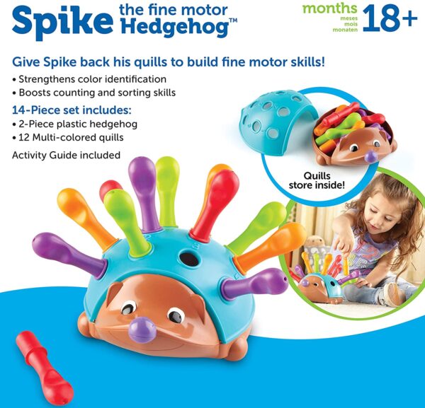 Learning Resources Spike the Fine Motor Hedgehog, Sensory, Fine Motor Toy, Hedgehog Toys for Toddler, Easter Gifts for Kids, Ages 18 months+ - Image 6