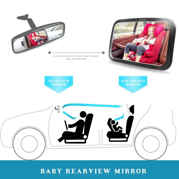 Shynerk Baby Car Mirror, Safety Car Seat Mirror for Rear Facing Infant with Wide Crystal Clear View, Shatterproof, Fully Assembled, Crash Tested and Certified - Image 6