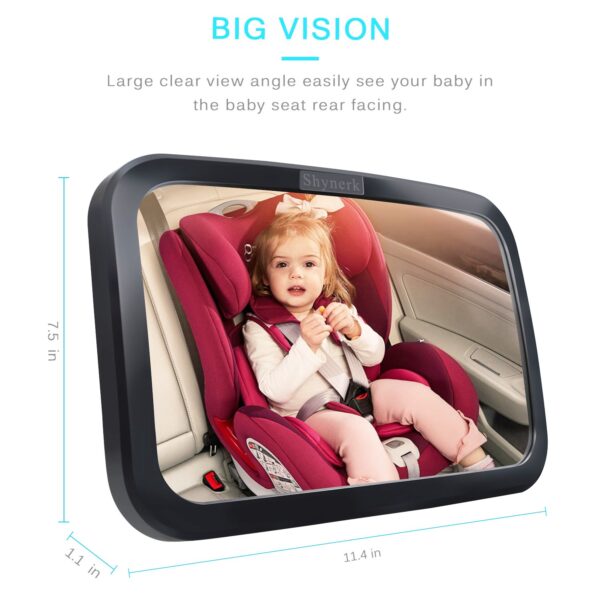 Shynerk Baby Car Mirror, Safety Car Seat Mirror for Rear Facing Infant with Wide Crystal Clear View, Shatterproof, Fully Assembled, Crash Tested and Certified - Image 7