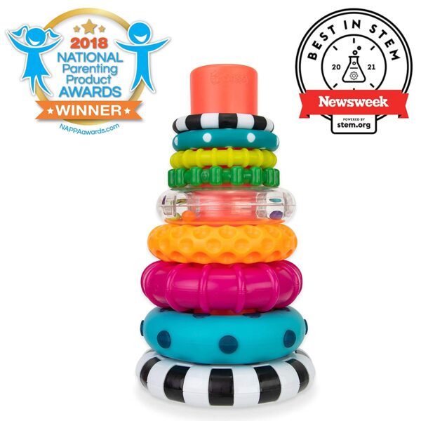 Sassy Stacks of Circles Stacking Ring STEM Learning Toy, 9 Piece Set, Age 6+ Months - Image 2