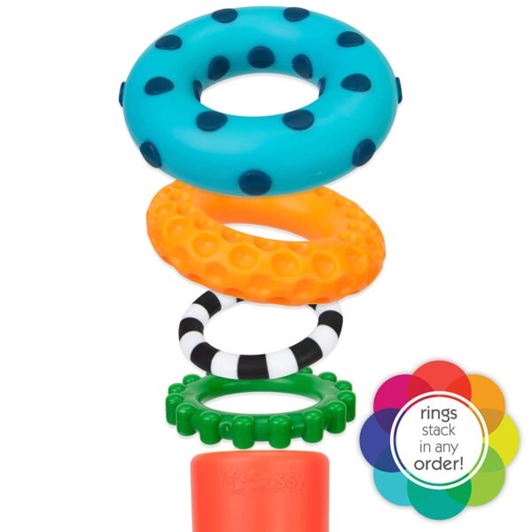 Sassy Stacks of Circles Stacking Ring STEM Learning Toy, 9 Piece Set, Age 6+ Months - Image 6