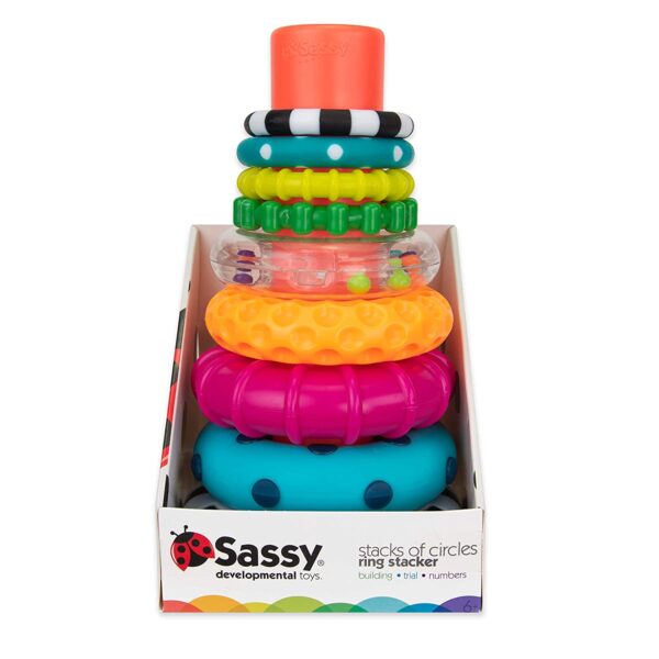 Sassy Stacks of Circles Stacking Ring STEM Learning Toy, 9 Piece Set, Age 6+ Months - Image 8