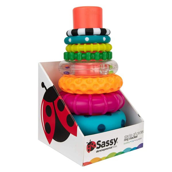 Sassy Stacks of Circles Stacking Ring STEM Learning Toy, 9 Piece Set, Age 6+ Months - Image 9