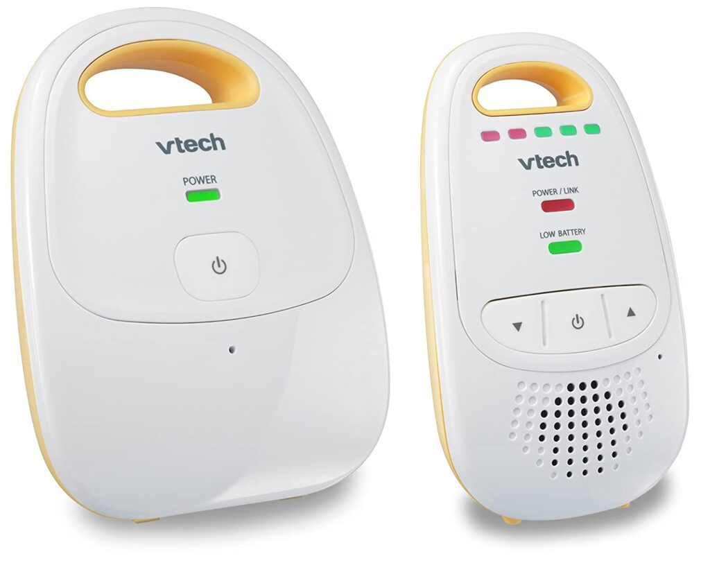 Upgraded VTech DM111 Audio Baby Monitor with Best-in-Class Long Range, Privacy Guaranteed DECT 6.0 Transmissions, Cystal-Clear Sound, Up-Graded Parent Unit with Rechargeable Battery