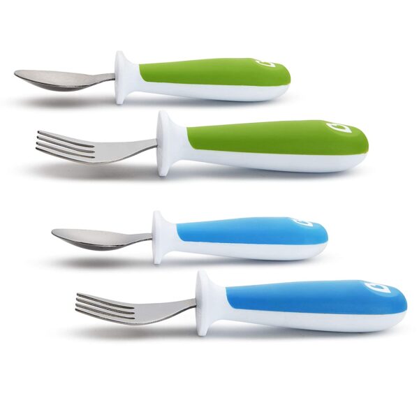 Munchkin 4 Count Raise Toddler Fork and Spoon, Blue/Green, 12+ - Image 3