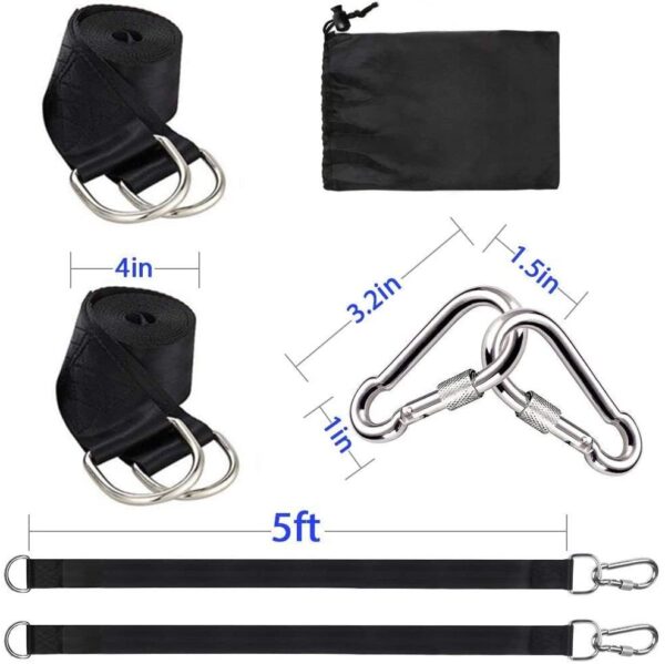 Tree Swing Hanging Straps Kit Holds 2000 lbs,5ft Extra Long Straps Strap with Safer Lock Snap Carabiner Hooks Perfect for Tree Swing & Hammocks, Perfect for Swings,Carry Pouch Easy Fast Installation - Image 3