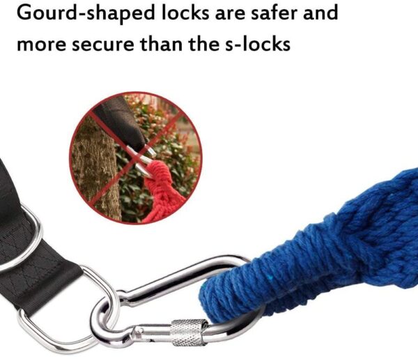 Tree Swing Hanging Straps Kit Holds 2000 lbs,5ft Extra Long Straps Strap with Safer Lock Snap Carabiner Hooks Perfect for Tree Swing & Hammocks, Perfect for Swings,Carry Pouch Easy Fast Installation - Image 5