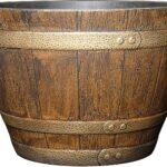 Classic Home and Garden 72 Whiskey Barrel, 15", Distressed Oak