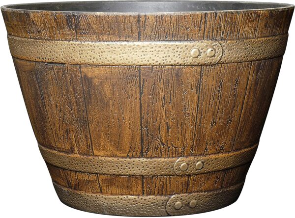 Classic Home and Garden 72 Whiskey Barrel, 15", Distressed Oak