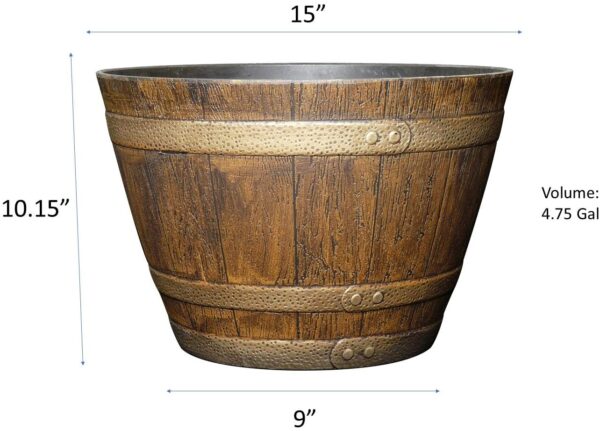 Classic Home and Garden 72 Whiskey Barrel, 15", Distressed Oak - Image 4