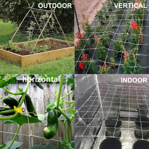 BaseGoal All-Weather Trellis Netting Mesh Plant Garden Vine Growing Flexible String Net (6" Mesh ployester, 5' Wx 15'L) - Image 3