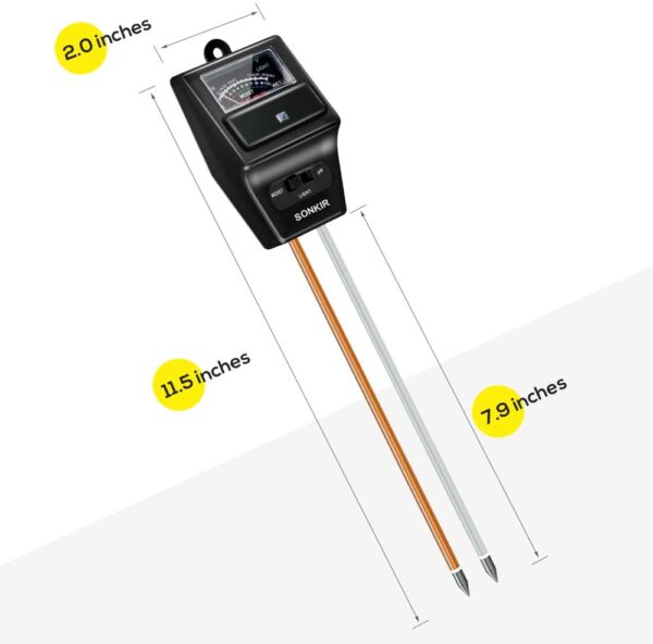 Sonkir Soil pH Meter, MS09 3-in-1 Soil Moisture/Light/pH Tester Gardening Tool Kits for Plant Care, Great for Garden, Lawn, Farm, Indoor & Outdoor Use (Black) - Image 7