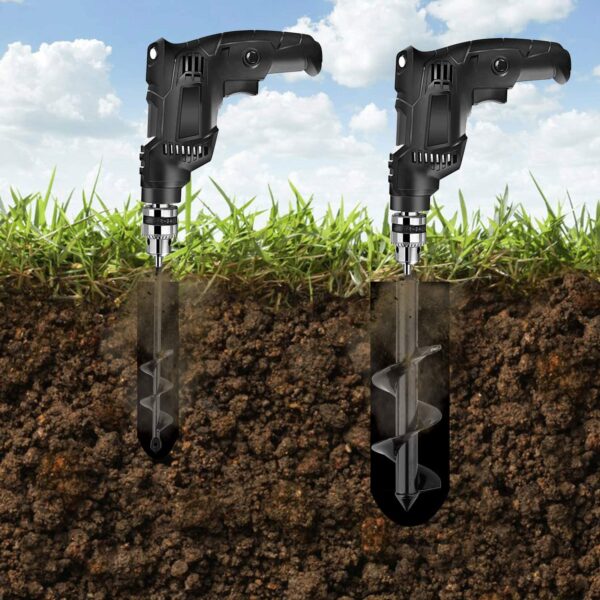 HandsEase Garden Auger Drill Bit Set, 2 PCS Garden Rapid Planter with Garden Genie Gloves for Planter Tree Hand Cordless Drill Soil Posthole Digging Holes (11.8"x3.15" and 8.7"x1.57") - Image 5