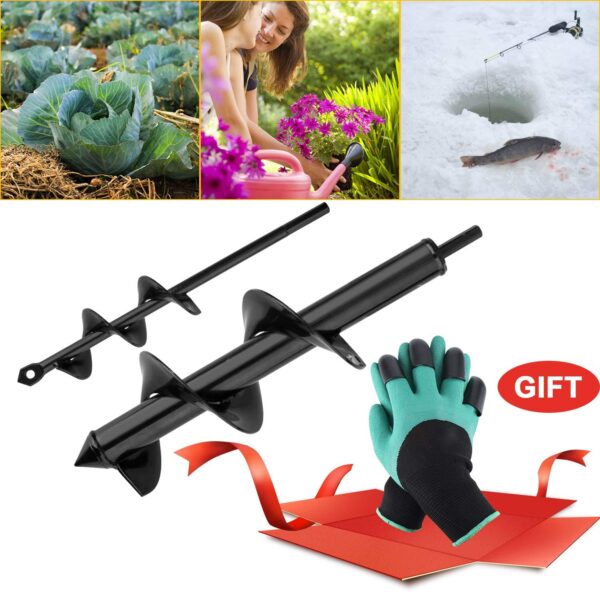 HandsEase Garden Auger Drill Bit Set, 2 PCS Garden Rapid Planter with Garden Genie Gloves for Planter Tree Hand Cordless Drill Soil Posthole Digging Holes (11.8"x3.15" and 8.7"x1.57") - Image 7