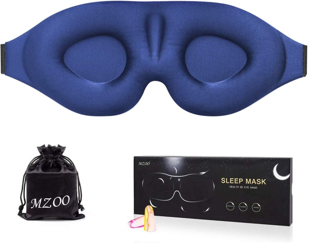 MZOO Sleep Eye Mask for Men Women, 3D Contoured Cup Sleeping Mask & Blindfold, Concave Molded Night Sleep Mask, Block Out Light, Soft Comfort Eye Shade Cover for Travel Yoga Nap, Blue