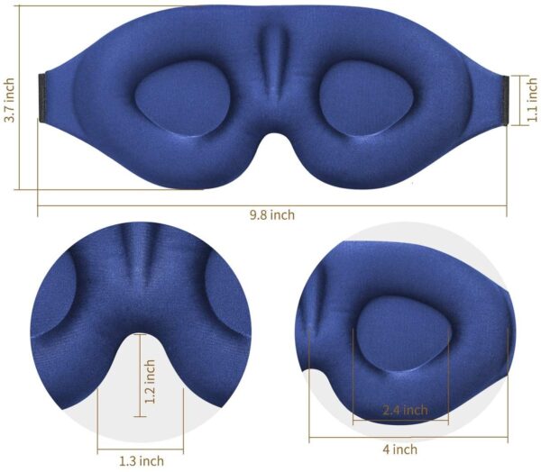 MZOO Sleep Eye Mask for Men Women, 3D Contoured Cup Sleeping Mask & Blindfold, Concave Molded Night Sleep Mask, Block Out Light, Soft Comfort Eye Shade Cover for Travel Yoga Nap, Blue - Image 6