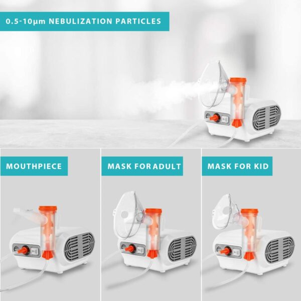 MAYLUCK Portable Compressor Nebulizer, Nebulizer Machine with 1 Set Accessory, Jet Nebulizers Personal Steam Inhaler Cool Mist Compressor System for Kids Adults - Image 4