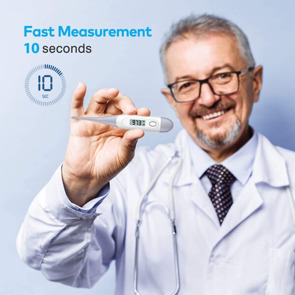 Thermometer for Adults, Digital Oral Thermometer for Fever with 10 Seconds Fast Reading (Gray) - Image 2