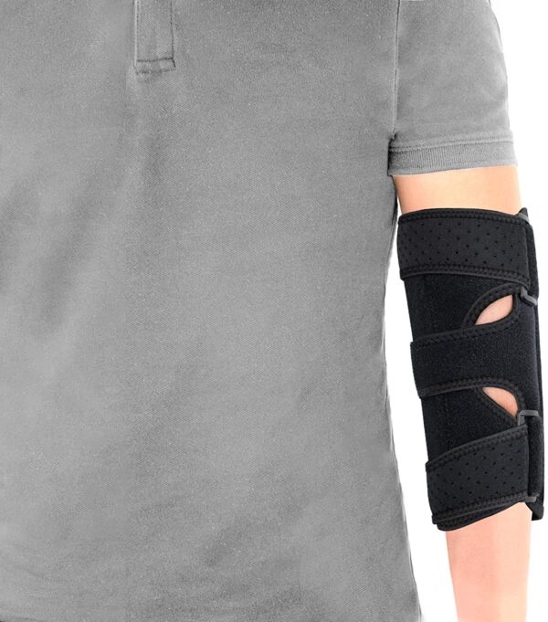 Elbow Brace, Night Elbow Sleep Support, Comfortable Elbow Splint, Adjustable Stabilizer with 2 Removable Metal Splints for Cubital Tunnel Syndrome, Tendonitis, Ulnar Nerve, Tennis, Men, Women