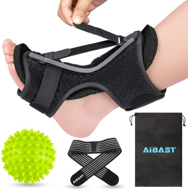 AiBast Plantar Fasciitis Night Splint, 2020 New Upgraded Black Multi Adjustable Ankle Brace Foot Drop Orthotic Brace for Plantar Fasciitis, Arch Foot Pain, Achilles Tendonitis Support for Women,Men