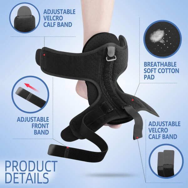 AiBast Plantar Fasciitis Night Splint, 2020 New Upgraded Black Multi Adjustable Ankle Brace Foot Drop Orthotic Brace for Plantar Fasciitis, Arch Foot Pain, Achilles Tendonitis Support for Women,Men - Image 2