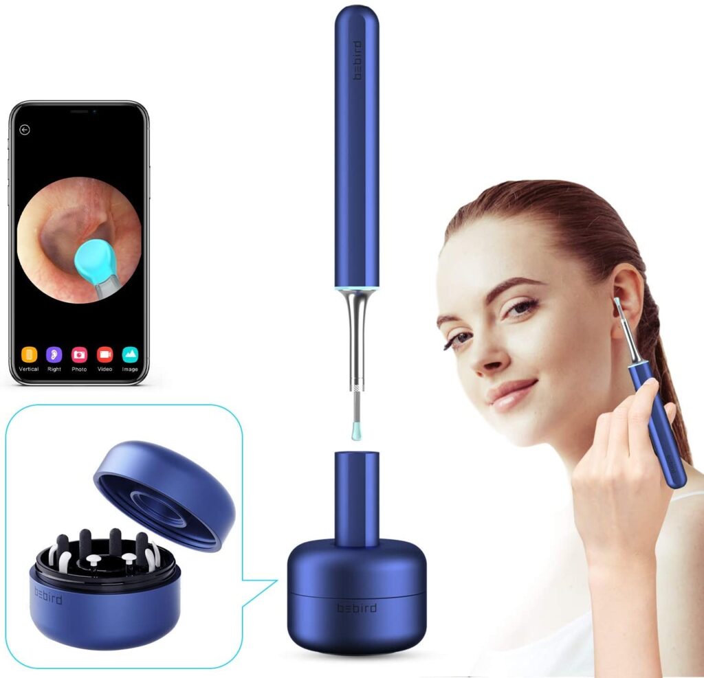 BEBIRD X17 Pro Ear Endoscope with 6 LED Lights, 3.5mm 1080P HD WiFi Ear Wax Removal Wireless Camera Digital Otoscope for iPhone and Android Smartphone(Blue)