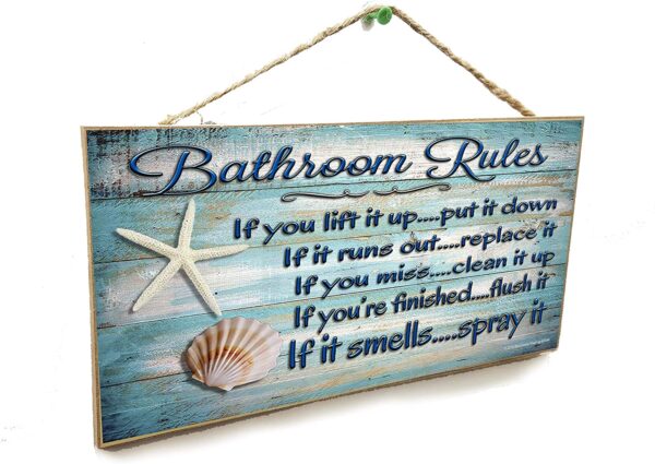 Blackwater Trading 5"x10" Seashells Bathroom Rules If It Smells Spray It Beach Sign Plaque 10 Inches by 5 Inches