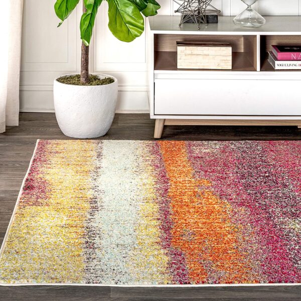 JONATHAN Y Contemporary POP Modern Abstract Vintage Cream/Pink 8 ft. x 10 ft. Area-Rug, Bohemian, Easy-Cleaning, For Bedroom, Kitchen, Living Room, Non Shedding - Image 4