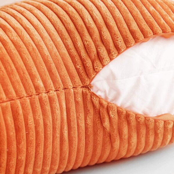 MIULEE Pack of 2 Corduroy Soft Soild Decorative Square Throw Pillow Covers Cushion Cases Pillow Cases for Couch Sofa Bedroom Car 24 x 24 Inch 60 x 60 cm Orange - Image 5