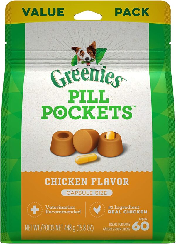 Greenies Pill Pockets Soft Dog Treats, Chicken, Capsule 15.8 Ounce, 60-Count Pack