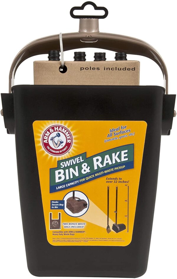 Petmate 70067 Arm & Hammer Swivel Bin & Rake Pooper Scooper, Scented Bags included, One Size, Black/Penny - Image 4