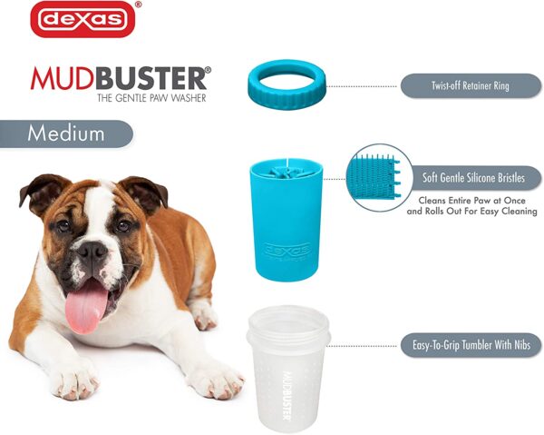 Dexas MudBuster Portable Dog Paw Cleaner, Medium, Blue - Image 5