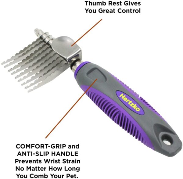 Dematting Comb By Hertzko ? Long Blades with Safety Edges ? Great for Cutting and Removing Dead, Matted or Knotted Hair - Image 6