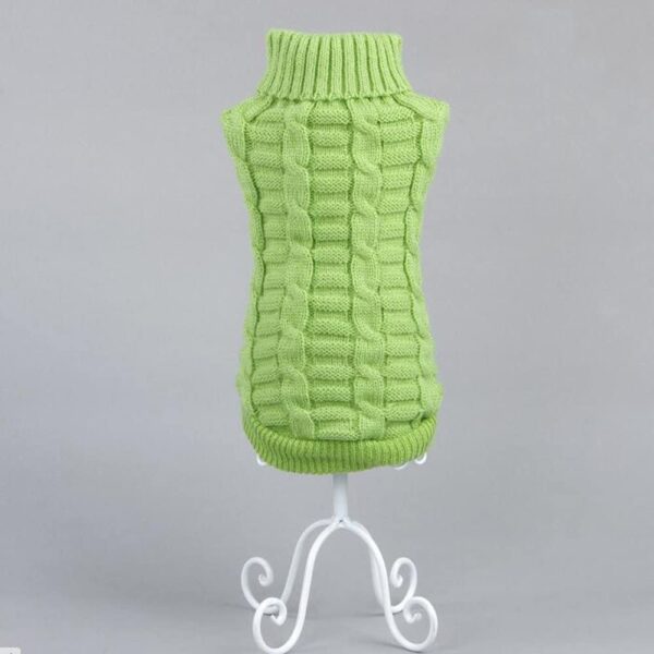 Bolbove Cable Knit Turtleneck Sweater for Small Dogs & Cats Knitwear Cold Weather Outfit (Green, Medium) - Image 4