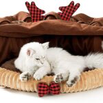 HIPIPET Cat Tunnel Bed 3-in-1 Cat Bed, Cat Toys, Scratch-Resistant Cat Tunnels for Indoor Cats Play Tunnel Tube with Removable Washable Mat(Brown)