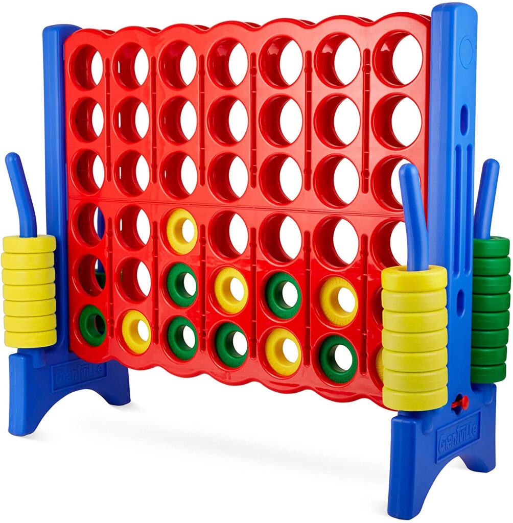 Giant 4 in a Row Connect Game ? 4 Feet Wide by 3.5 Feet Tall Oversized Floor Activity for Kids and Adults ? Jumbo Sized for Outdoor and Indoor Play - Blue/Red