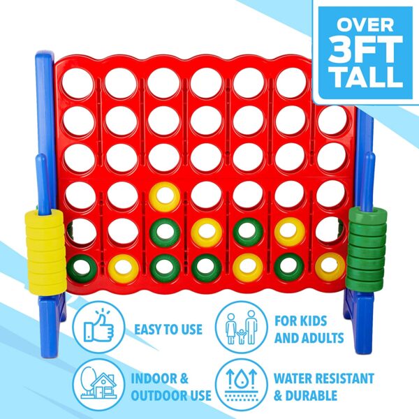 Giant 4 in a Row Connect Game ? 4 Feet Wide by 3.5 Feet Tall Oversized Floor Activity for Kids and Adults ? Jumbo Sized for Outdoor and Indoor Play - Blue/Red - Image 2