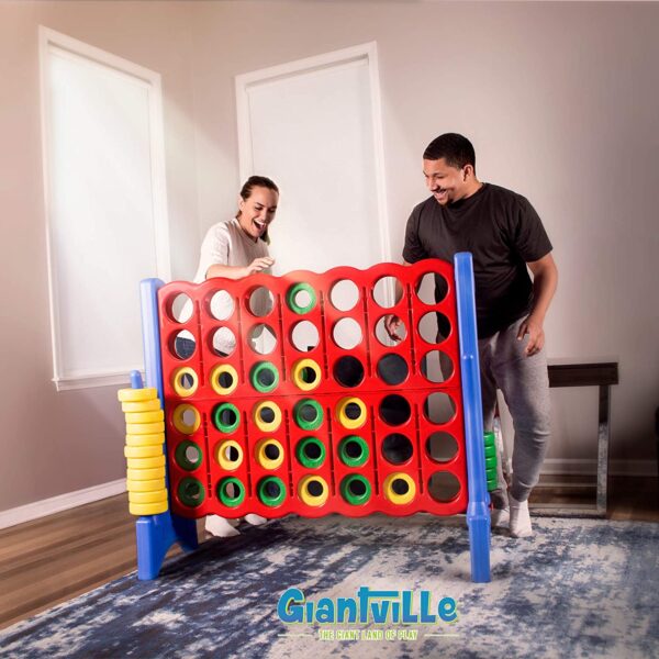 Giant 4 in a Row Connect Game ? 4 Feet Wide by 3.5 Feet Tall Oversized Floor Activity for Kids and Adults ? Jumbo Sized for Outdoor and Indoor Play - Blue/Red - Image 3