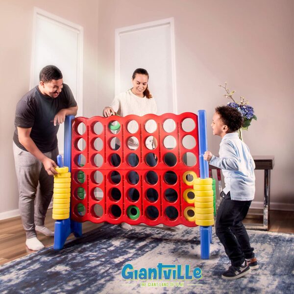 Giant 4 in a Row Connect Game ? 4 Feet Wide by 3.5 Feet Tall Oversized Floor Activity for Kids and Adults ? Jumbo Sized for Outdoor and Indoor Play - Blue/Red - Image 6