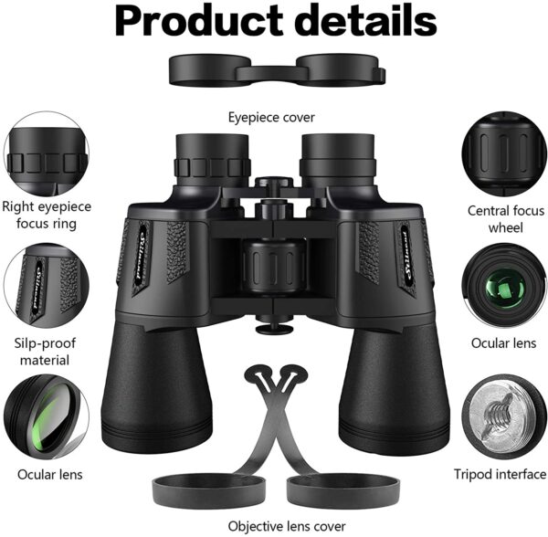 Binoculars 20x50, HD Professional/Waterproof Binoculars with Low Light Night Vision, Durable & Clear BAK4 Prism FMC Lens Binoculars. Suitable for Outdoor Sports and Concert, Bird Watching. - Image 2