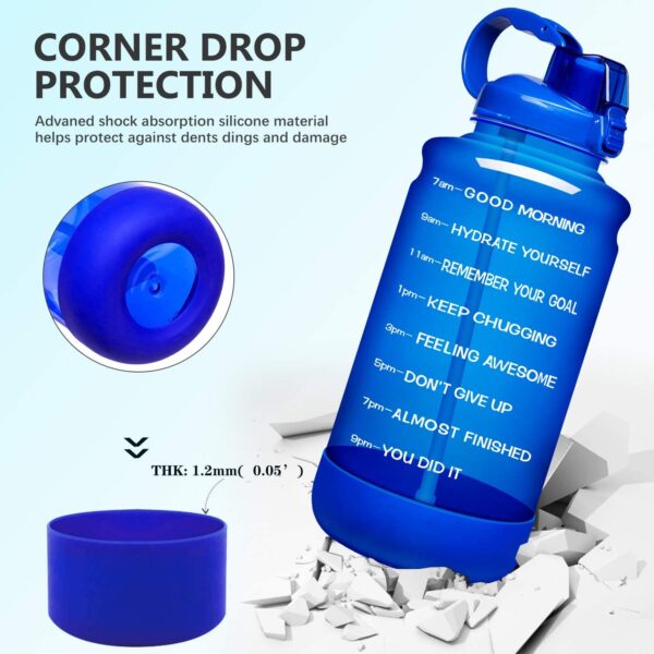 Elvira Half Gallon/64oz Motivational Time Marker Water Bottle with Straw & Protective Silicone Boot, BPA Free Anti-slip Leakproof for Fitness, Gym and Outdoor Sports - Image 3