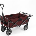 Mac Sports Collapsible Outdoor Utility Wagon with Folding Table and Drink Holders, Maroon