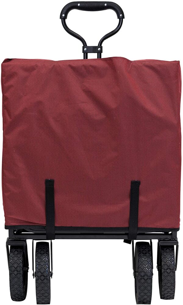 Mac Sports Collapsible Outdoor Utility Wagon with Folding Table and Drink Holders, Maroon - Image 5