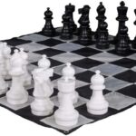 MegaChess Large Premium Chess Set with 12 Inch Tall King Black and White with Quick Fold Nylon Mat