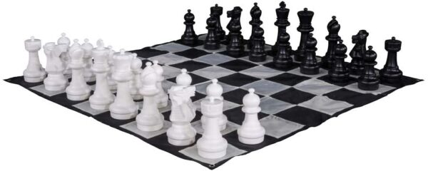 MegaChess Large Premium Chess Set with 12 Inch Tall King Black and White with Quick Fold Nylon Mat