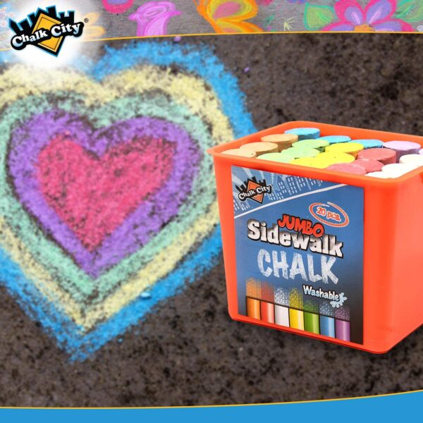 Chalk City Sidewalk Chalk, 20 Count, 7 Different Colors, Jumbo Chalk, Non-Toxic, Washable, Art Set - Image 5