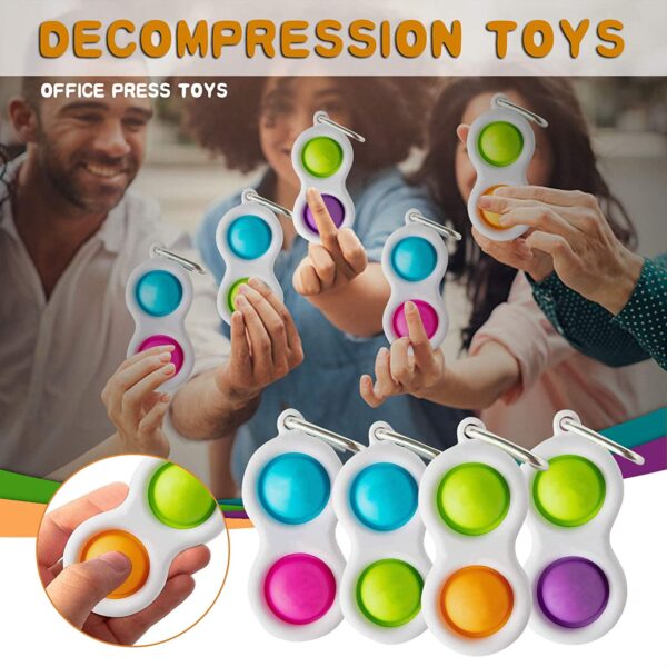 Mini Simple Dimple Sensory Fidget Toy Stress Relief Anti-Anxiety Autism Hand Toys for Kids Teen Adult, Push Pop Bubble Keychain Sensory Therapy Toys for Home Classroom Party Favors Office - Image 2